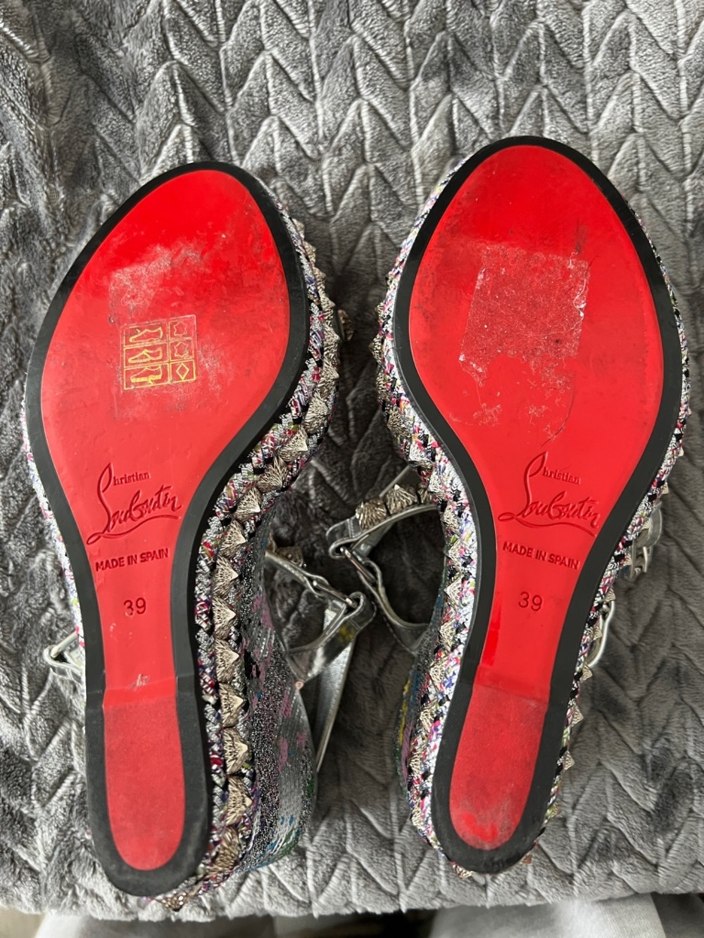 Christian Louboutin Pira Ryad Studded Cataclou Espadrille Wedges - Picture 7 of 9